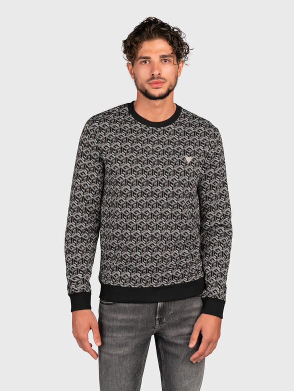 Jacquard sweater with monogram pattern - 1