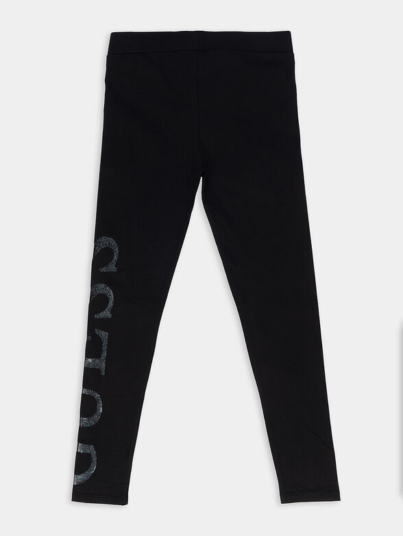 Black cotton leggings with logo detail - 2