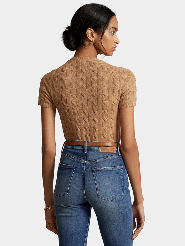 Knitted sweater with short sleeve and pocket - 3