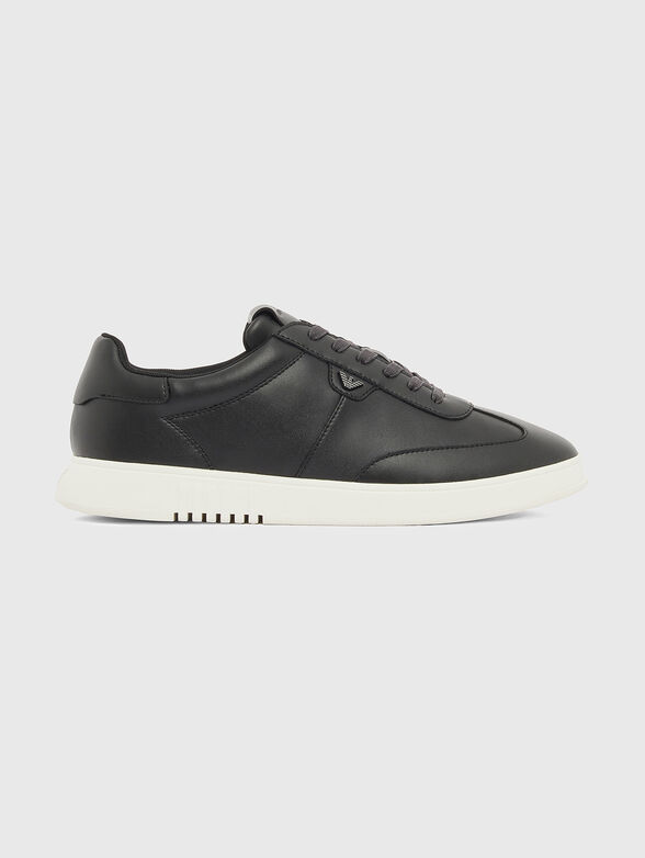 Genuine leather sneakers with a logo - 1