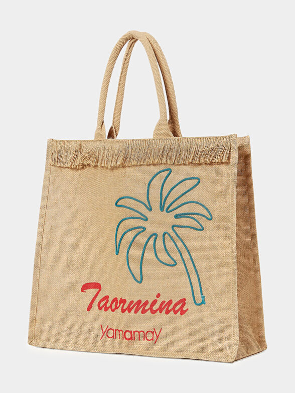 Beach bag with anchor embroidery in blue color - 1