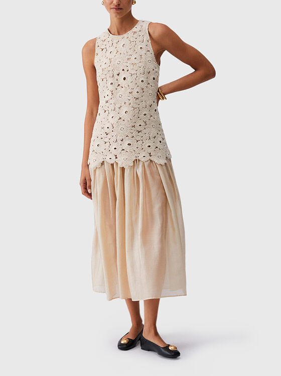 Дълга рокля с макраме дантела - 1