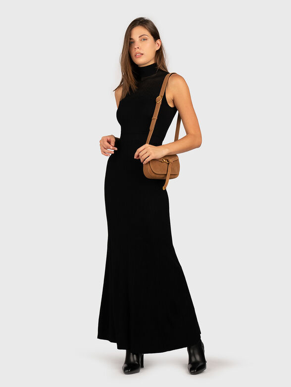 Ribbed maxi dress with accent back - 1