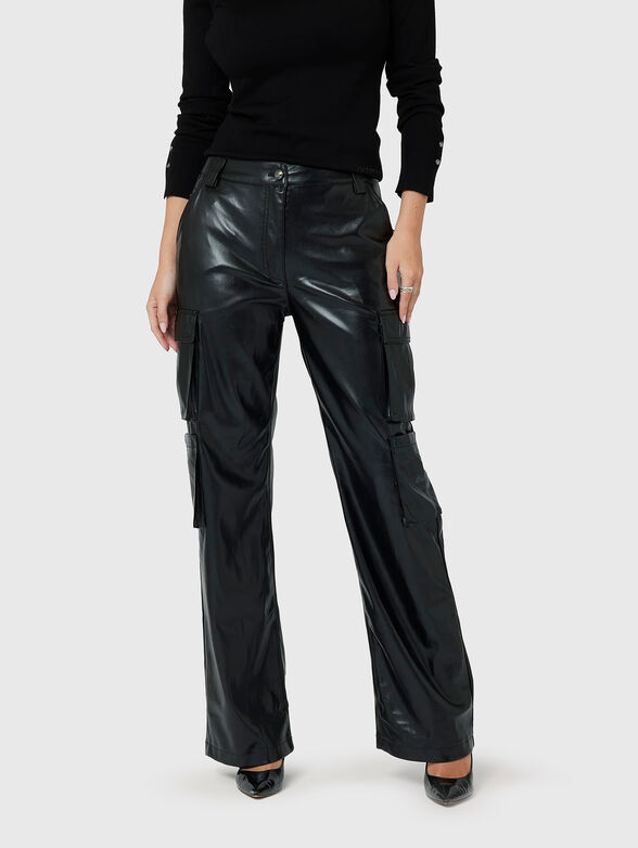 KORI black cargo trousers in faux leather  - 1