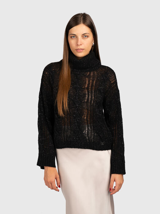 Sweater in black with sheer effect