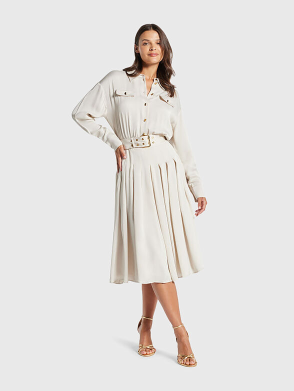 ANITA midi dress with long sleeves and waist belt  - 4