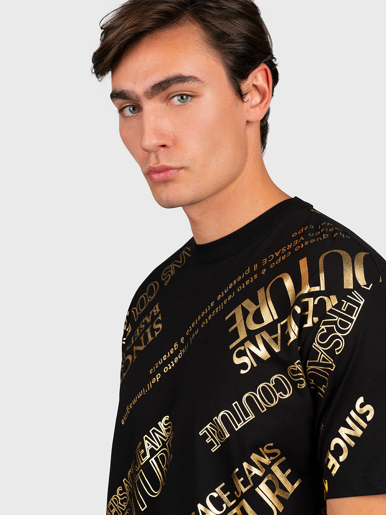 T-shirt with gold logo prints brand VERSACE JEANS COUTURE