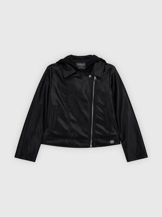 Eco leather jacket with hood  - 1