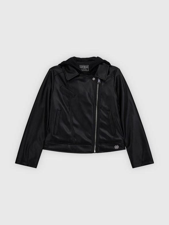 Eco leather jacket with hood  - 1