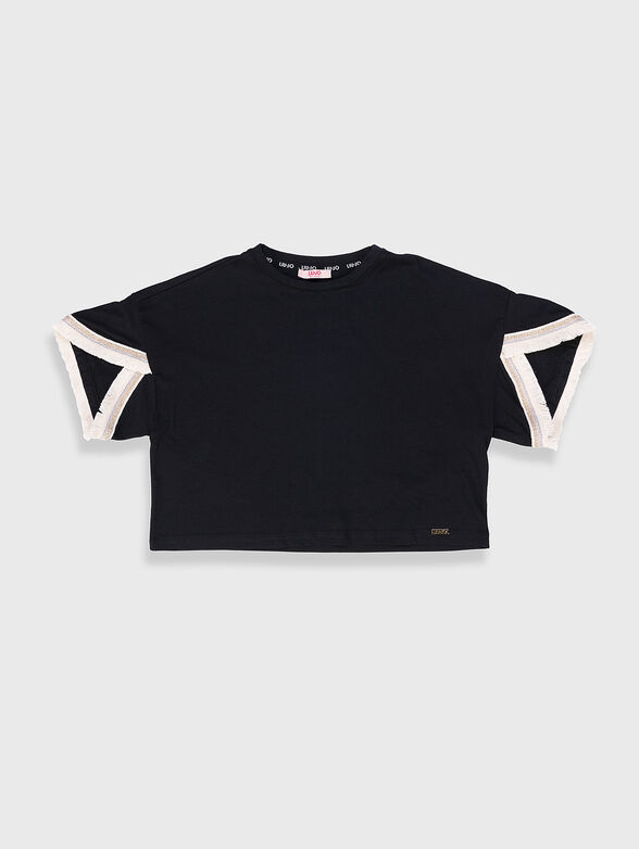 Cotton T-shirt with accent sleeves - 1