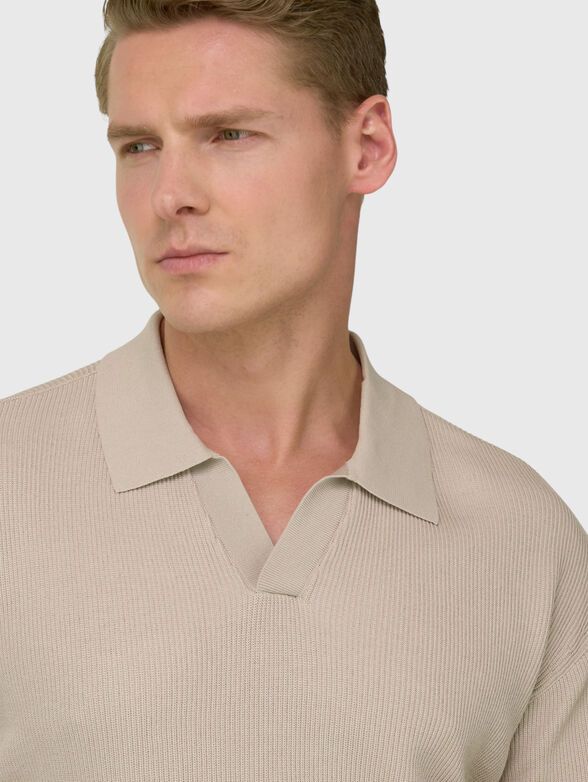 Long-sleeve cotton and silk polo shirt - 4