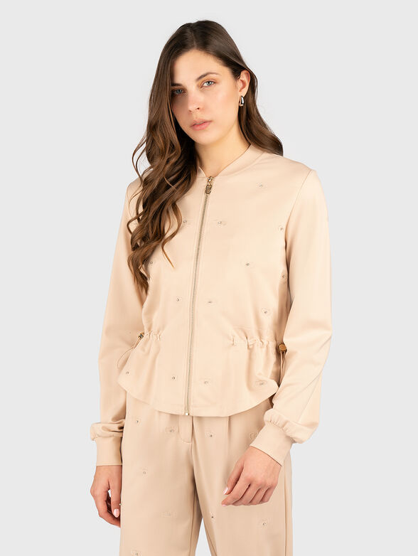 Sweatshirt with logo embroidery and rhinestones - 1