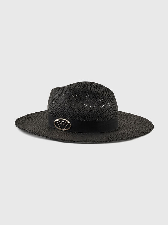 Black straw hat with logo accent - 1