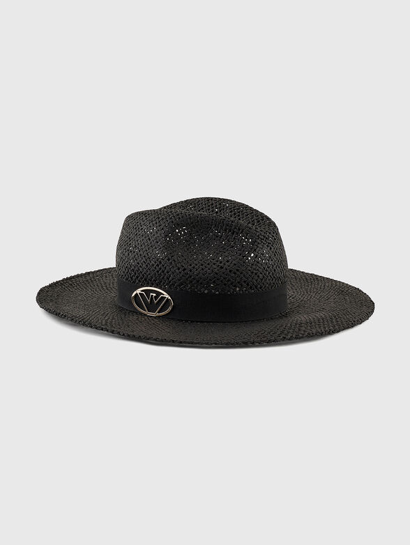 Black straw hat with logo accent - 1