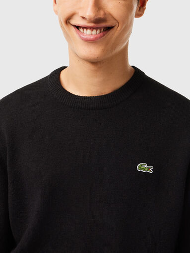 Black wool sweater with logo detail - 5