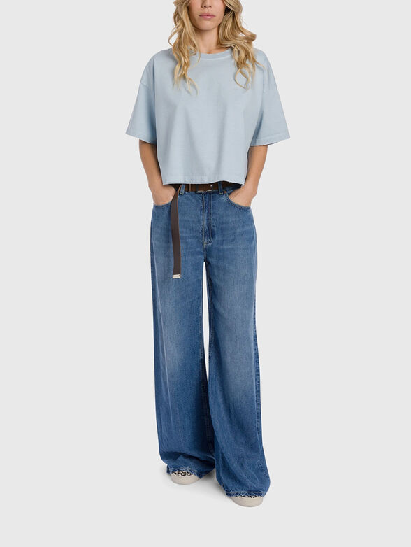 Cropped T-shirt with embroidered logo - 2