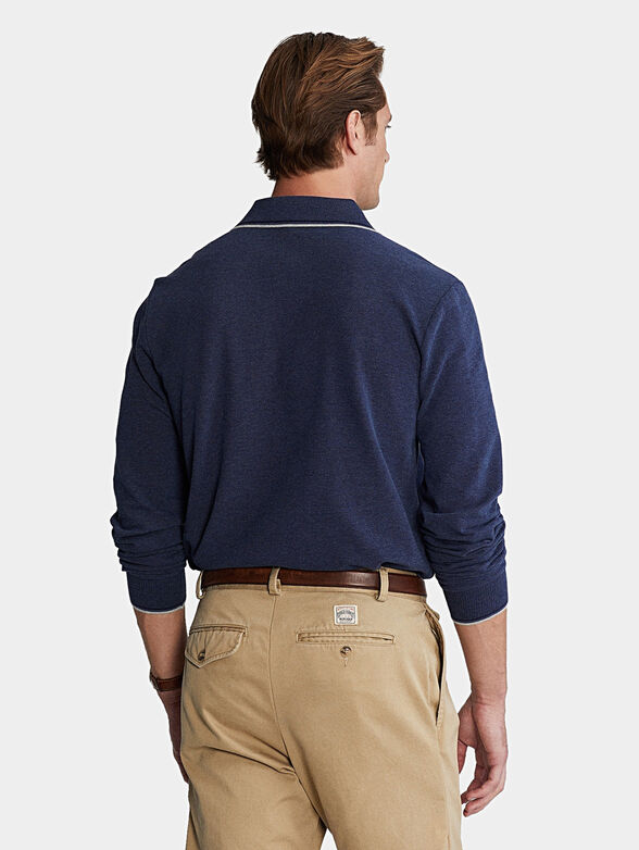 Blue polo-shirt with long sleeve - 2