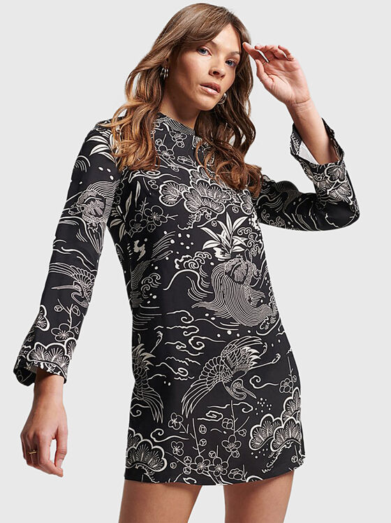 VINTAGE black dress with print - 1