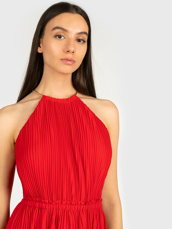 Red pleated dress - 4
