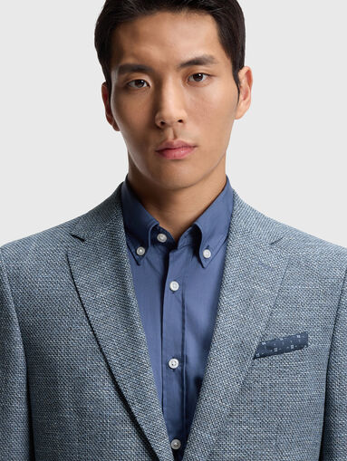 Single breasted cotton and linen jacket - 4