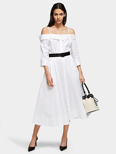 Cold shoulder poplin shirt dress - 5