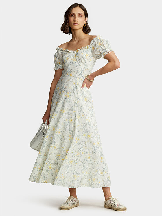 Памучна рокля с флорален принт - 1