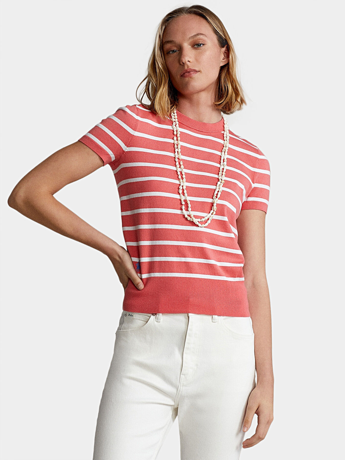 Striped sweater with short sleeves brand POLO RALPH LAUREN