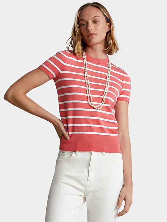 Striped sweater with short sleeves - 1
