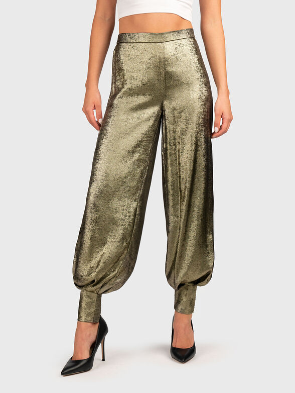 Golden trousers with wide legs - 1