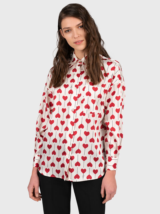Риза с принт във формата на сърца - 1