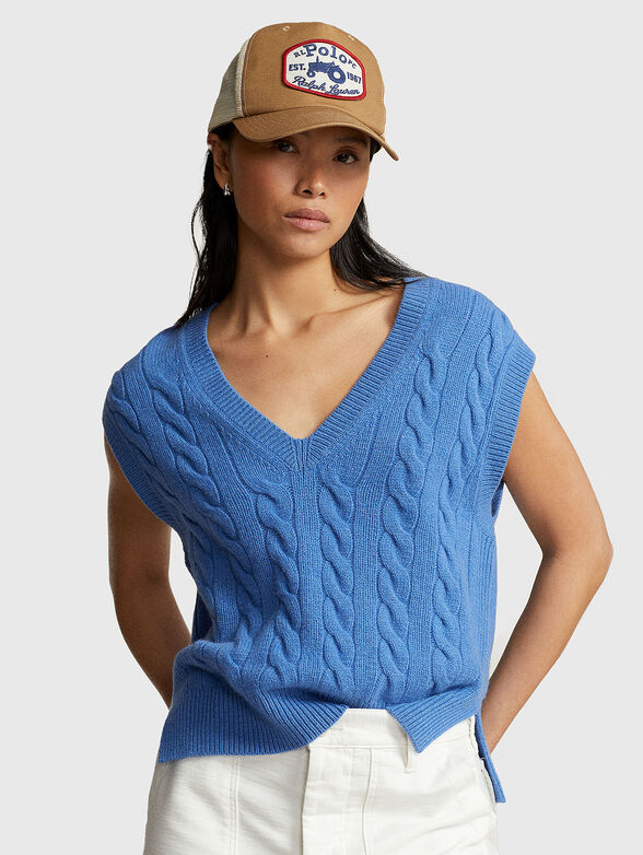 Sleeveless wool blend sweater - 1