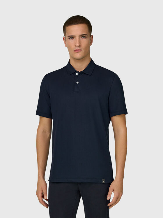 Dark blue short-sleeved polo shirt - 1