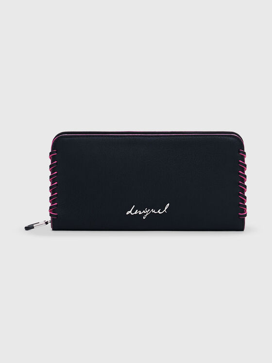 Wallet with accent stitching and logo - 1