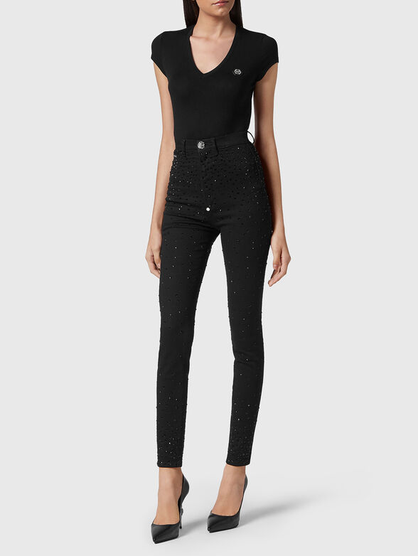 Black jeans with rhinestones - 4