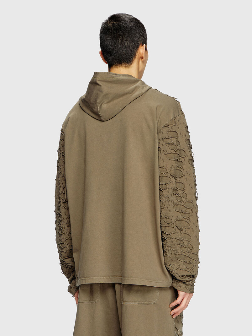 T-CRANE black sweatshirt with accent rips - 3