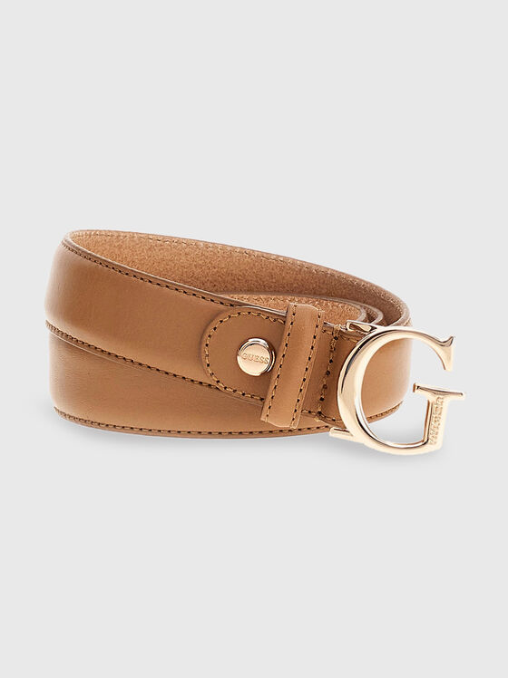 Leather belt with logo buckle - 1