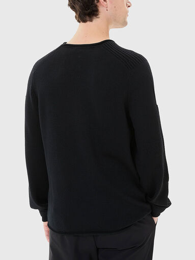 Wool sweater with oval neckline and logo - 3