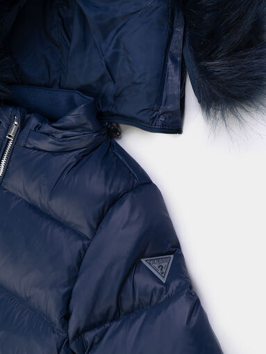 Quilted blue jacket with hood - 4