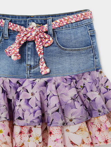 Denim skirt with colorful flounces - 4