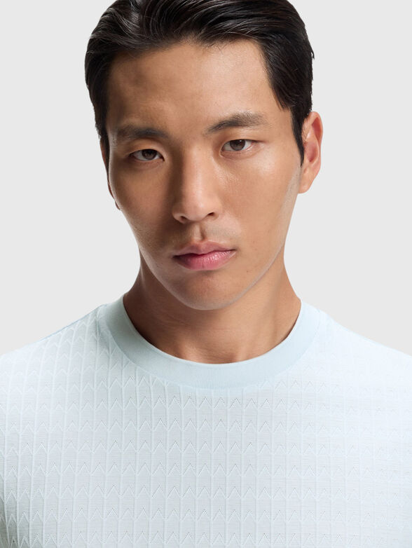 Cotton T-shirt with a geometric jacquard print - 4