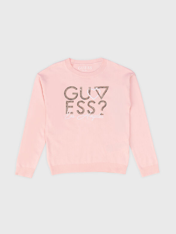 Pink sweatshirt with sequins and embroidery  - 1