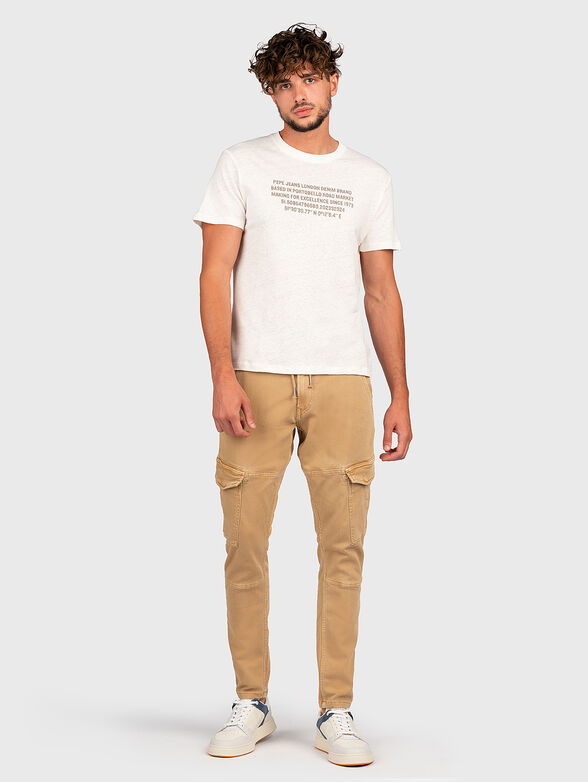 RICCI beige T-shirt with linen and cotton texture - 2