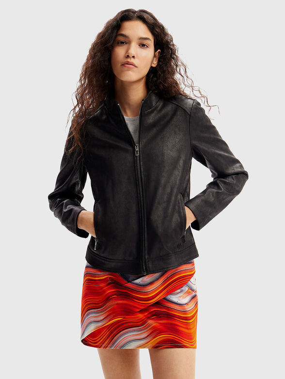 Beige biker jacket - 1