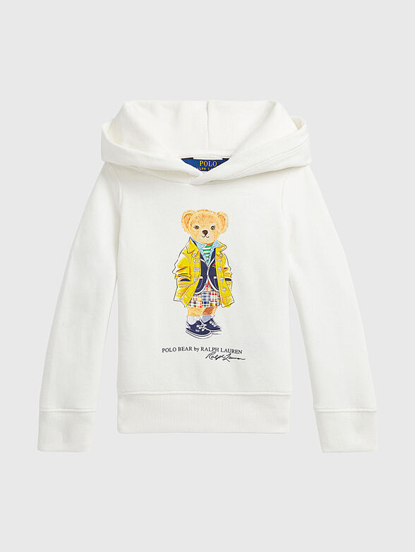 White hooded sweatshirt with Polo Bear print - 1
