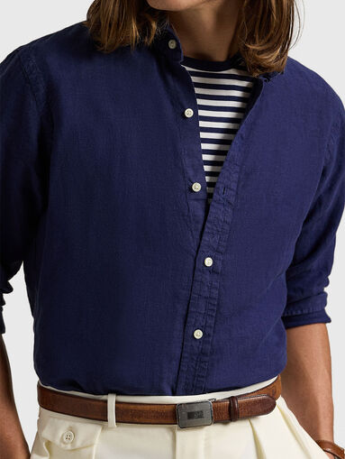 Navy blue linen shirt - 4