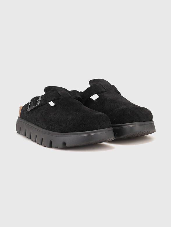 BOSTON black suede clogs - 2
