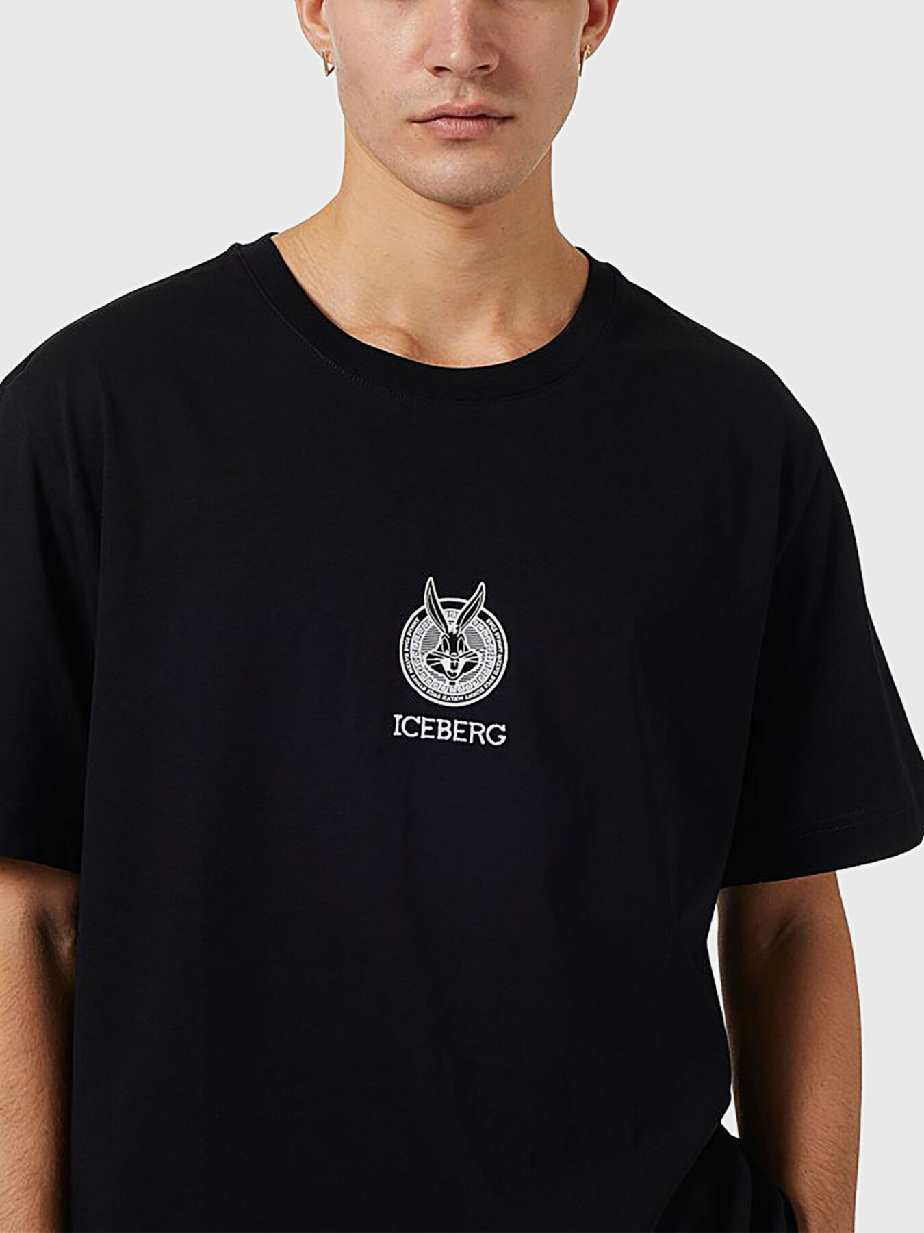 Black cotton T-shirt with print brand ICEBERG