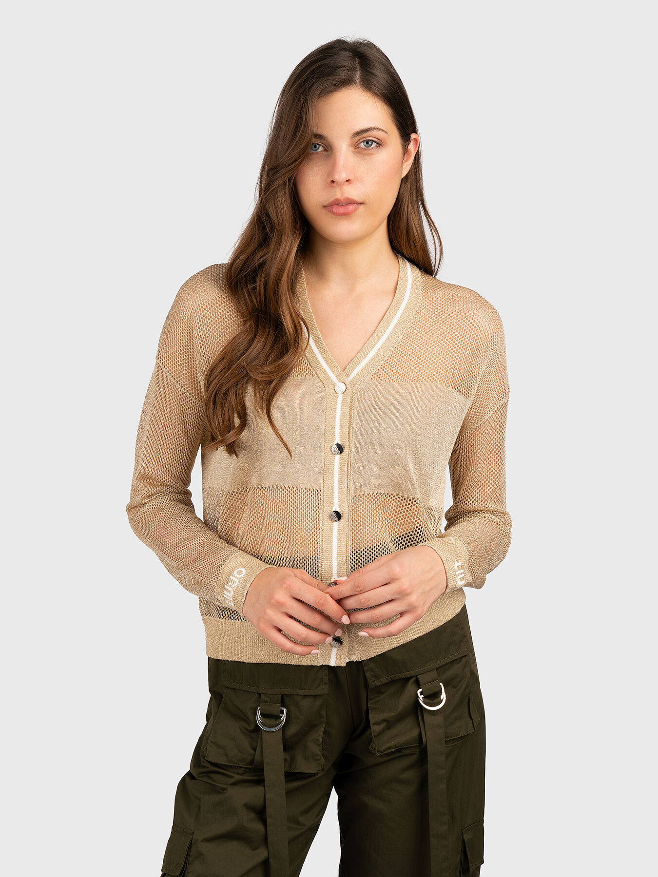 Viscose blend mesh cardigan brand LIU JO — Globalbrandsstore
