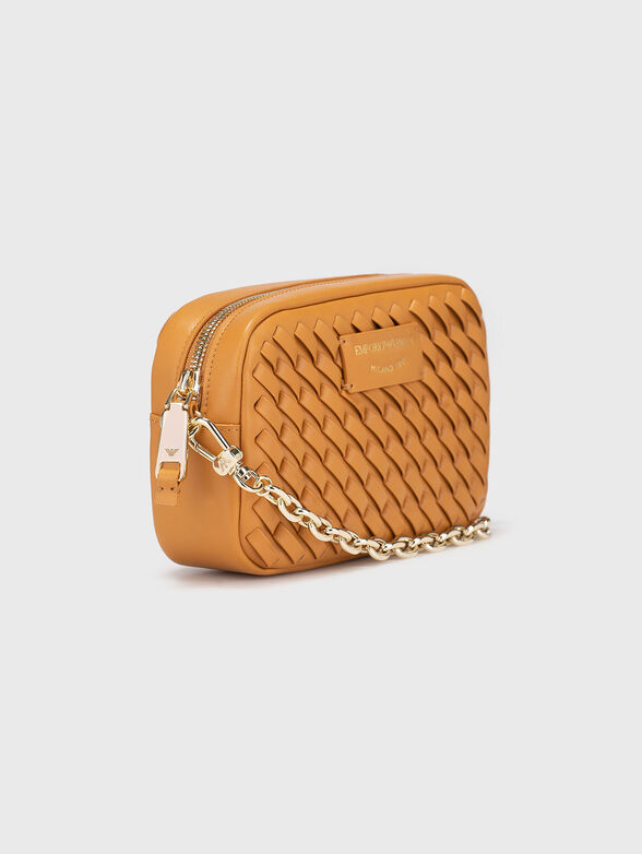 Leather crossbody bag with knitted effect - 4