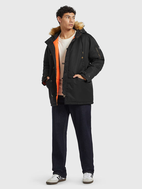 Black padded parka with hood - 2